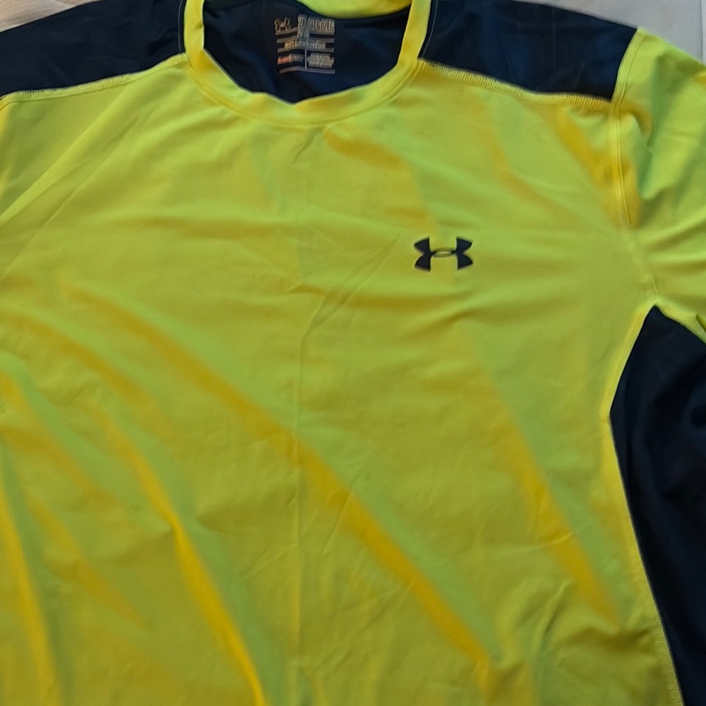 Under Armour Men's Neon Yellow and Blue tee